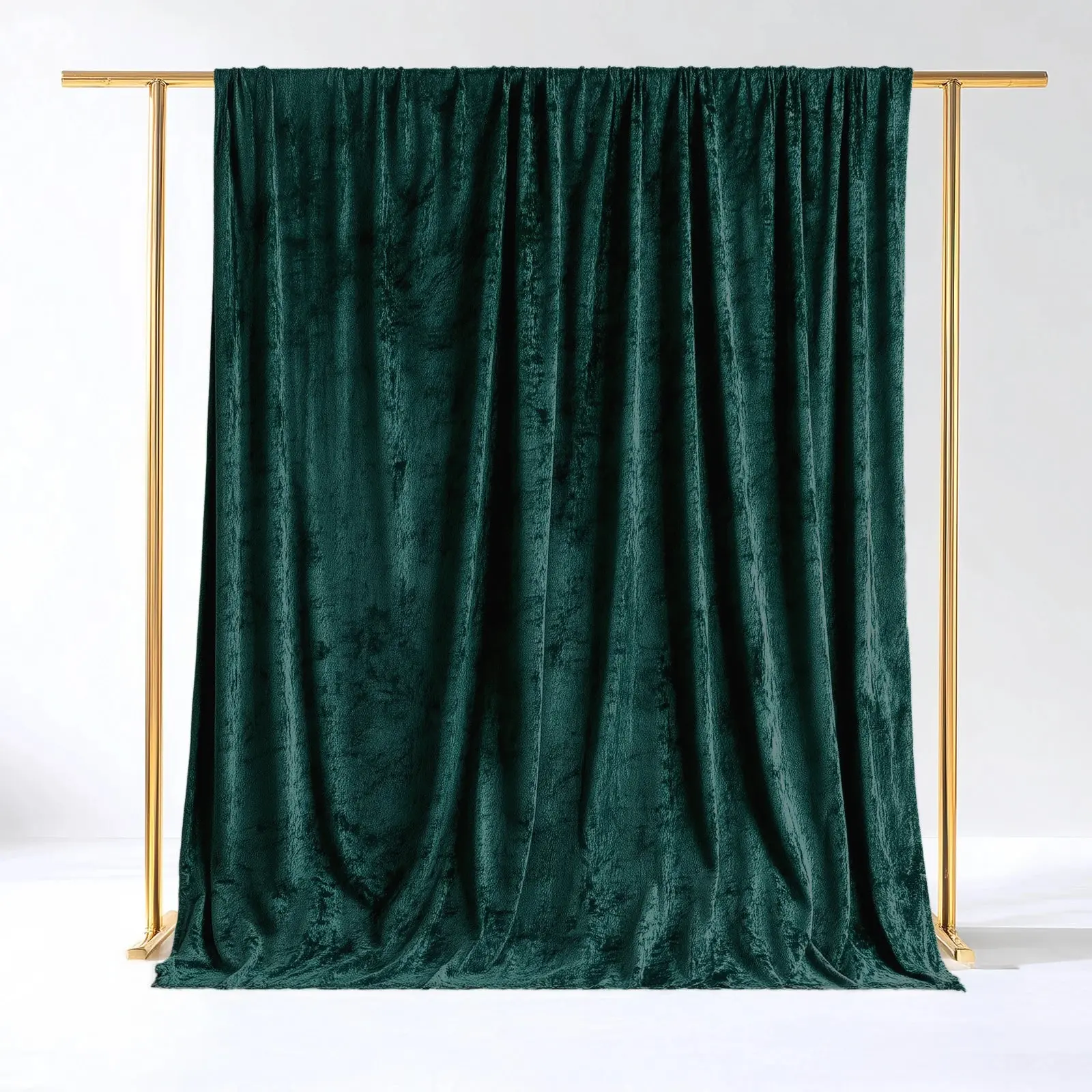 1-Sided Velvet Hunter Emerald Green Crushed Backdrop Curtain - 5ft x 10ft Event Drape with Rod Pocket, Privacy Panel & Decorative Accent for Photo Booths, Corporate Events, Baby Shower (Single)
