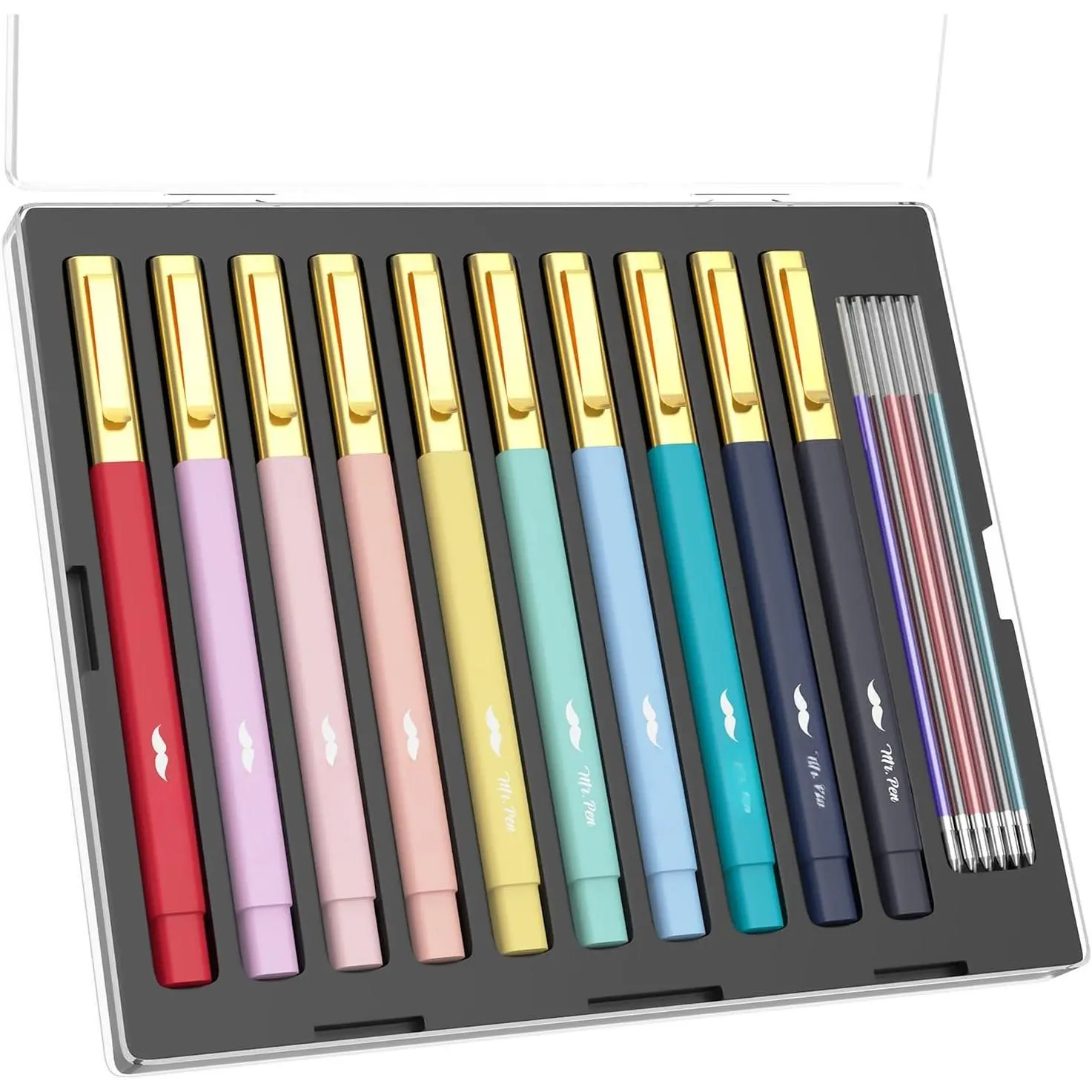 - Aesthetic s, 10 Pack, Colorful Ink with Case and 12 Refills, Fast Dry, No Smear  s No Bleed Through, 0.7mm Fine Point , Ballpoint s Ballpoint, Christmas