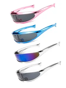 【1pay(Size runs small, please check size chart before ordering)】Future-Style Punk Party Sunglasses, Ocean Element Fish Tail Design, Casual PC Frame, Decorative Lens, All Seasons Wear