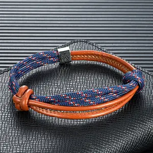 Fashion Sport Camping Paracord Rope Leather Bracelet Men Women Adjustable Nautical 100% Waterproof Jewelry Gifts