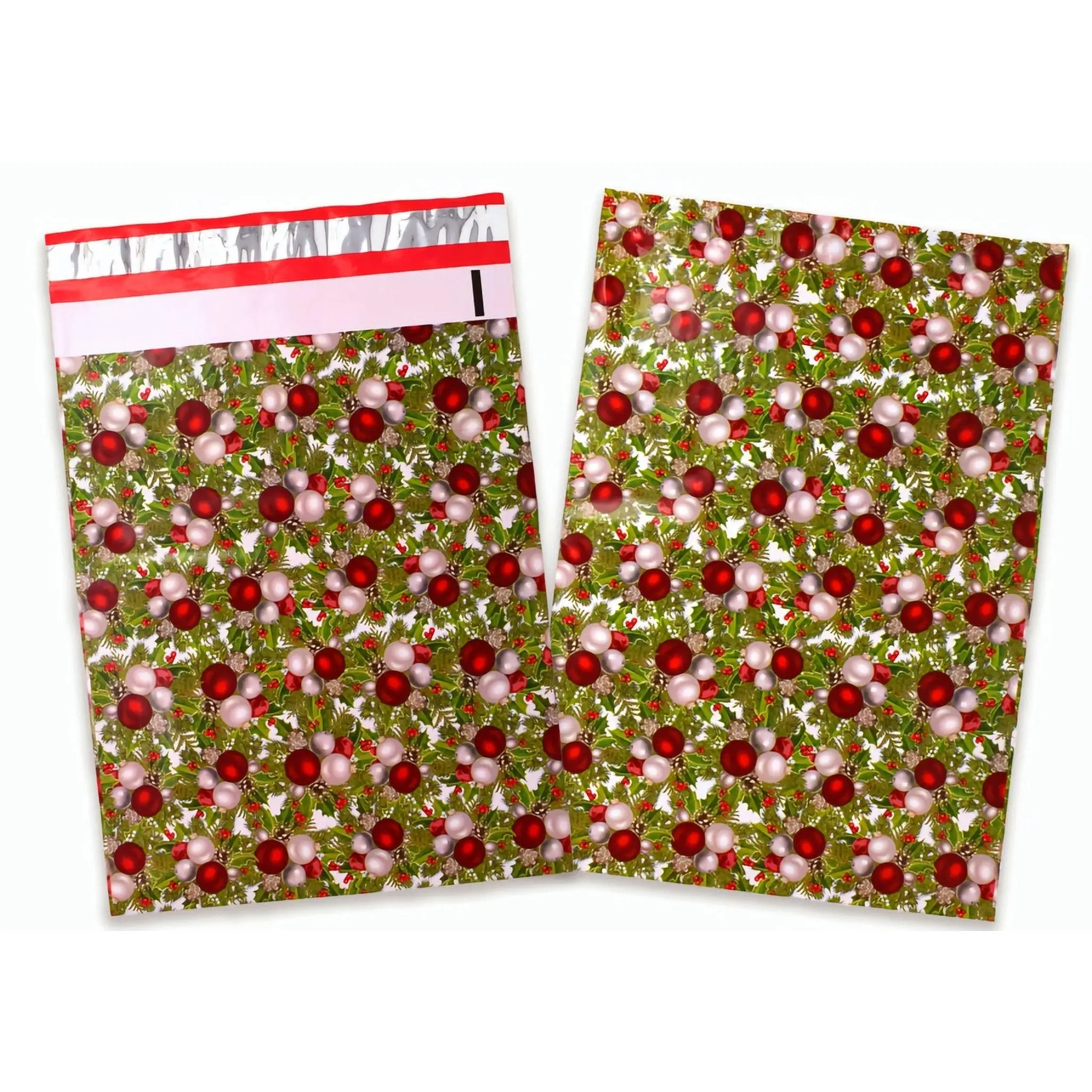 Christmas Ornament Red Green Poly Mailers Size 10x13 Shipping Bags