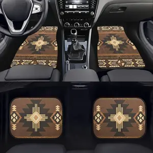 4pcs Boho-Chic Car Floor Mats Set | Fit for Sedans, SUVs & Vans | Durable Polyester Front & Rear Protection, Universally Applicable Car Interior Accessory