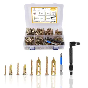 420 count Self Drilling Drywall Anchors with Screws Kit,Zinc Plated Steel,4 Sizes Expansion Screws and 2 Sizes Wall Anchors, Easy Application No Drill or Holes in Wall.
