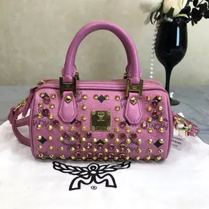Pre-owned MCM leather tote bags Mini Studded Crystal Boston Bag 701591