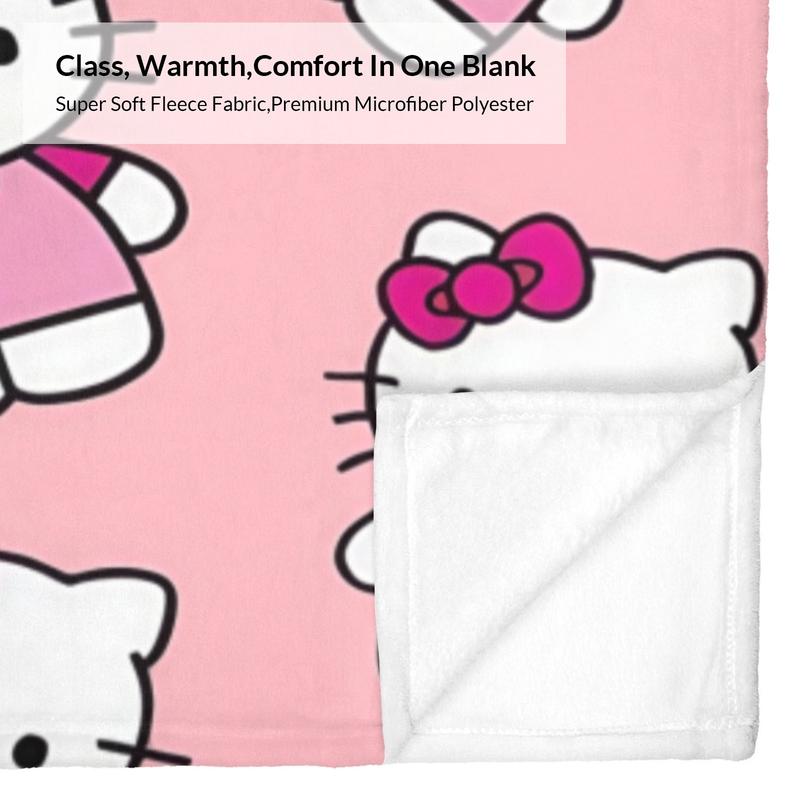 Sanrio Hello Kitty Full Print Plush Blanket Unisex Soft Pink Design for Kids & Adults Cozy Bedding Decor