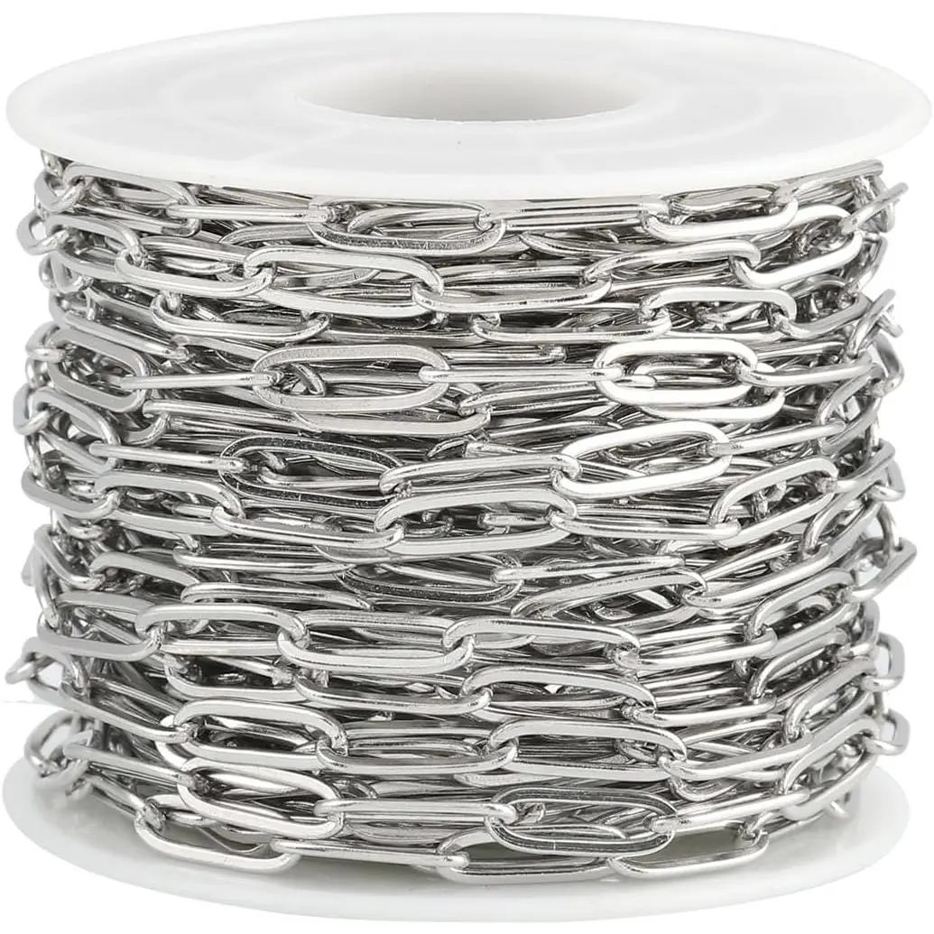 32.8  Paperclip Chains for  Making Stainless Steel Chains Bulk on Spool Men Women Necklace Bracelet DIY  Chain