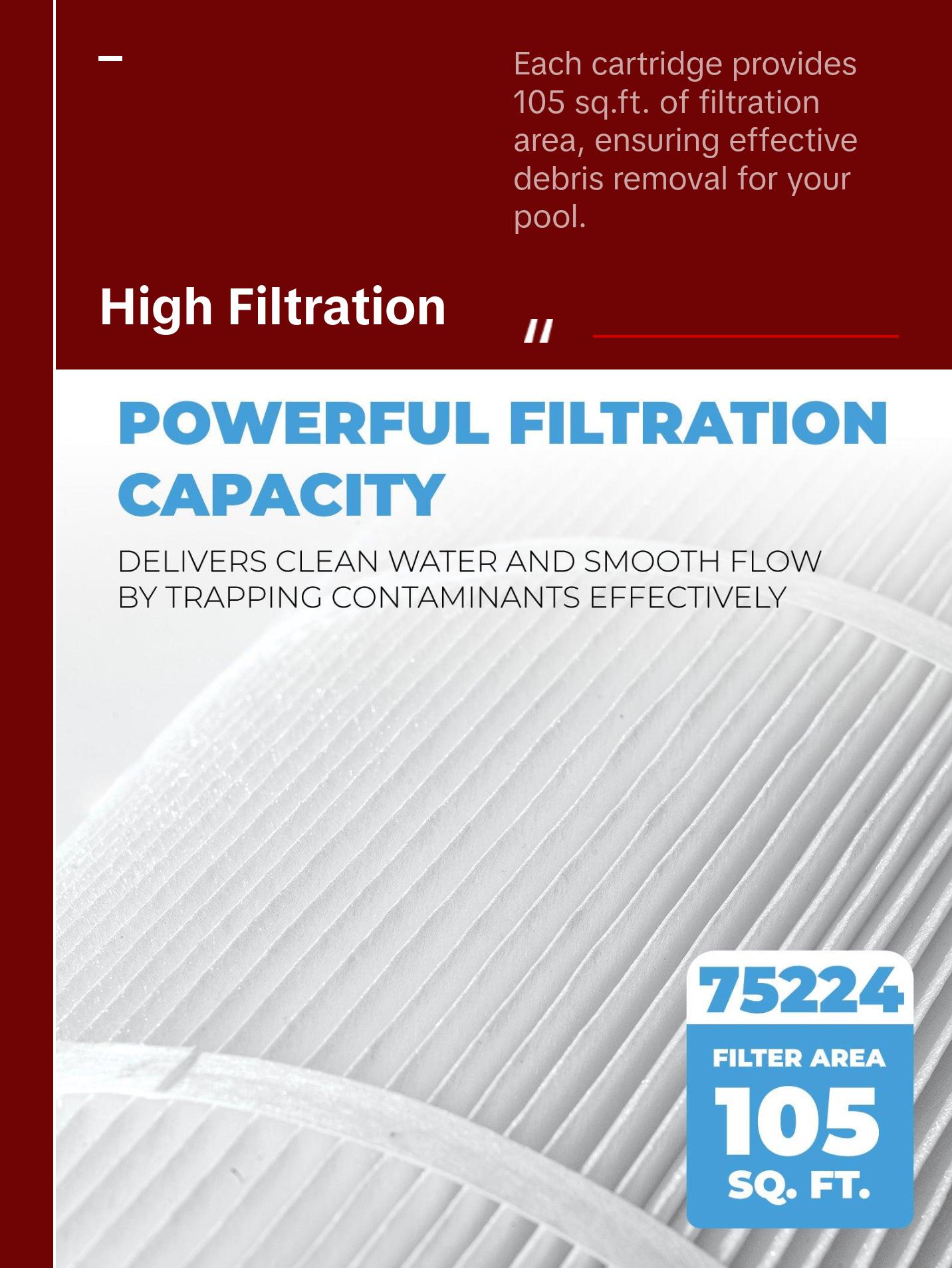 XtremepowerUS Pool Filter Replacement Cartridge 4-Pack 105 sq.ft OD 26" x 7 for Efficient Filtration Systems Compact Design Easy Replacement   Pool Filter Cartridge
