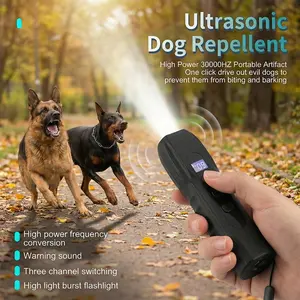 High-Power Portable Ultrasonic Dog Repeller, 3-Channel Adjustable, Independent Buzzer, 23 Ft Range, Safe & Humane Bark Control