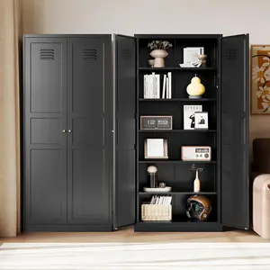 Letaya Storage Cabinet with Adjustable Shelves-Metal Home Kitchen Pantry Cabinets with Doors,Organization Locker for Cupboard/Bedroom/Dining/Living/Bathroom/Office/Garage Room storage  cabinets