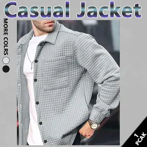 Men's autumn and winter lapel casual fashion long-sleeved shirt jacket, versatile daily men's long-sleeved jacket, classic men's clothing, tops