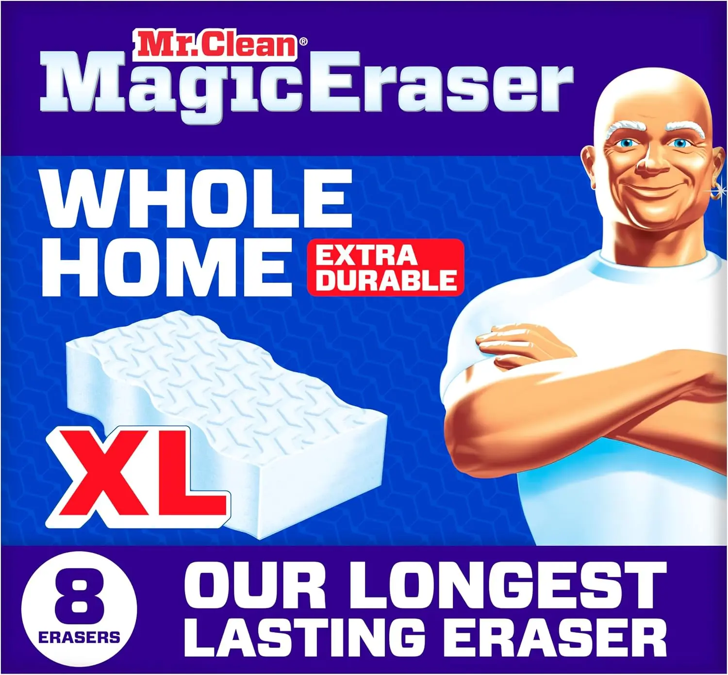 Magic Eraser Cleaning Sponge 8 Count, Extra Durable XL Scrubber for Wall, Kitchen, Bathroom, Shower & Sneaker Cleaning