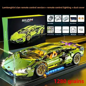 Compatible with Lego Building Blocks Lamborghini Remote Control Racing Car Boys Racing Assembly Car Model 8-12 Years Old Toy