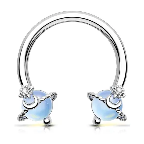 OUFER 316L Stainless Steel 16G 10mm Basic Daily Space Nosering - Unique Jewelry Horseshoe Septum Ring with Rhinestone Accent, Female Nose Piercing Fashion Body Jewelry