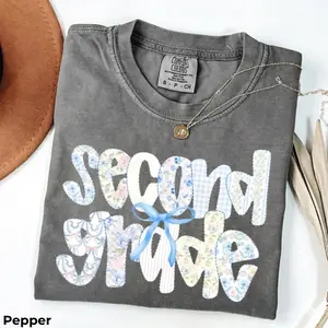 Second Grade Teacher Comfort Colors Shirt - Coquette Bow 2nd Grade Teacher T-Shirt, Second Grade Teacher Tshirt, Elementary Teacher Tee