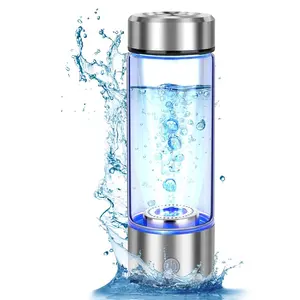 Portable Alkaline Water Ionizer Bottle - Borosilicate Glass Rechargeable Design for Home Travel Office, Alkaline Water Generator System