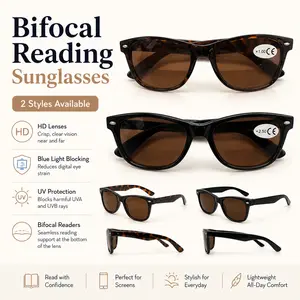 Bifocal Reading Sunglasses for Men & Women, HD Clear Sun Readers, Lightweight Outdoor Reader Glasses for Driving, Travel & Daily Use, 2 Styles Available