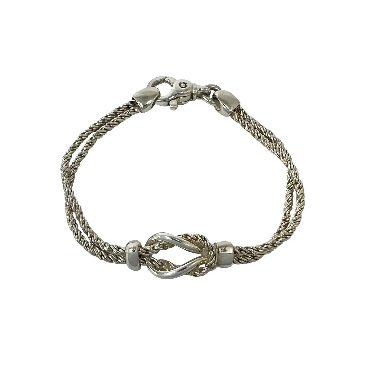 Pre-owned Tiffany & Co. Sterling Silver 925 (Ag925) Small Leather Goods Silver 925 Vintage Double Rope Knot Bracelet