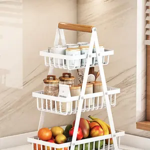 Kitchen Fruit Basket Vegetable Rack, Multi-Layer Countertop Storage Organizer, Portable Spice Holder, Food Container for Home Use