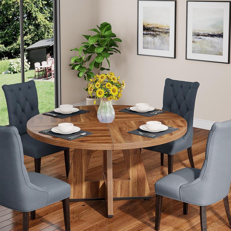 Tribesigns 47 Inch Round Dining Table for 4 - High-Quality Engineered Wood, Easy to Clean, Waterproof, Durable,Chair Not Included Pedestal Tabletop Mode