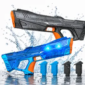 Automatic Electric Water Gun 2-Pack for Kids & Adults, Long Range 29-32 FT, Replaceable Battery Pack, LED Shooting Effects, Summer Pool Toy