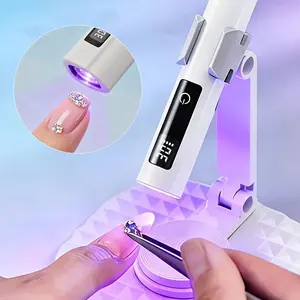 Portable Rotating Stand Nail Lamp, Mini Compact LED Nail Dryer with Phone Holder, Handheld UV Light, USB Rechargeable Battery, Gel Nail Light Drying Polish for Salon and Home Use