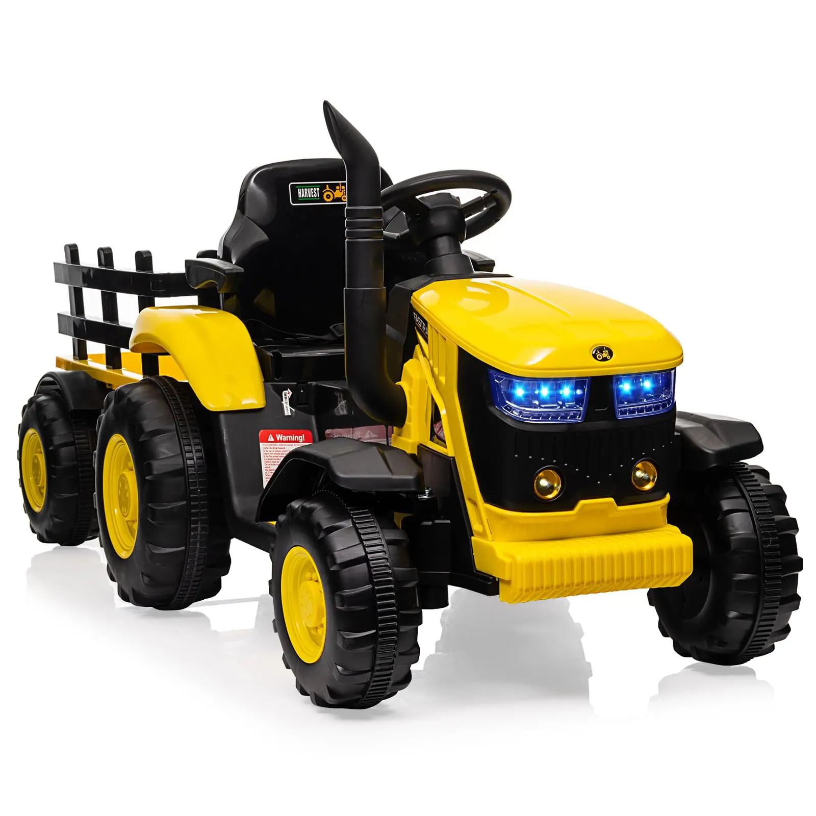 GARVEE Unisex 12V Remote Control Ride-On Tractor for Ages 3-8, Detachable Trailer, LED Headlights, USB Audio, 7Ah Battery, Dual 35W Motors, 2.17 MPH Speed, 47.1 lbs Max Weight, Ideal Birthday Gift