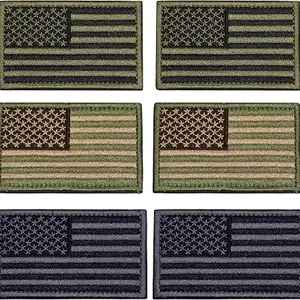 6 PCS USA Flag Patch Tactical Morale Patch Embroidered American Flag Patch Hook Loop Fastener Backing Emblem,2 PCS Army Green+2 PCS Multitan+2 PCS Silver Grey