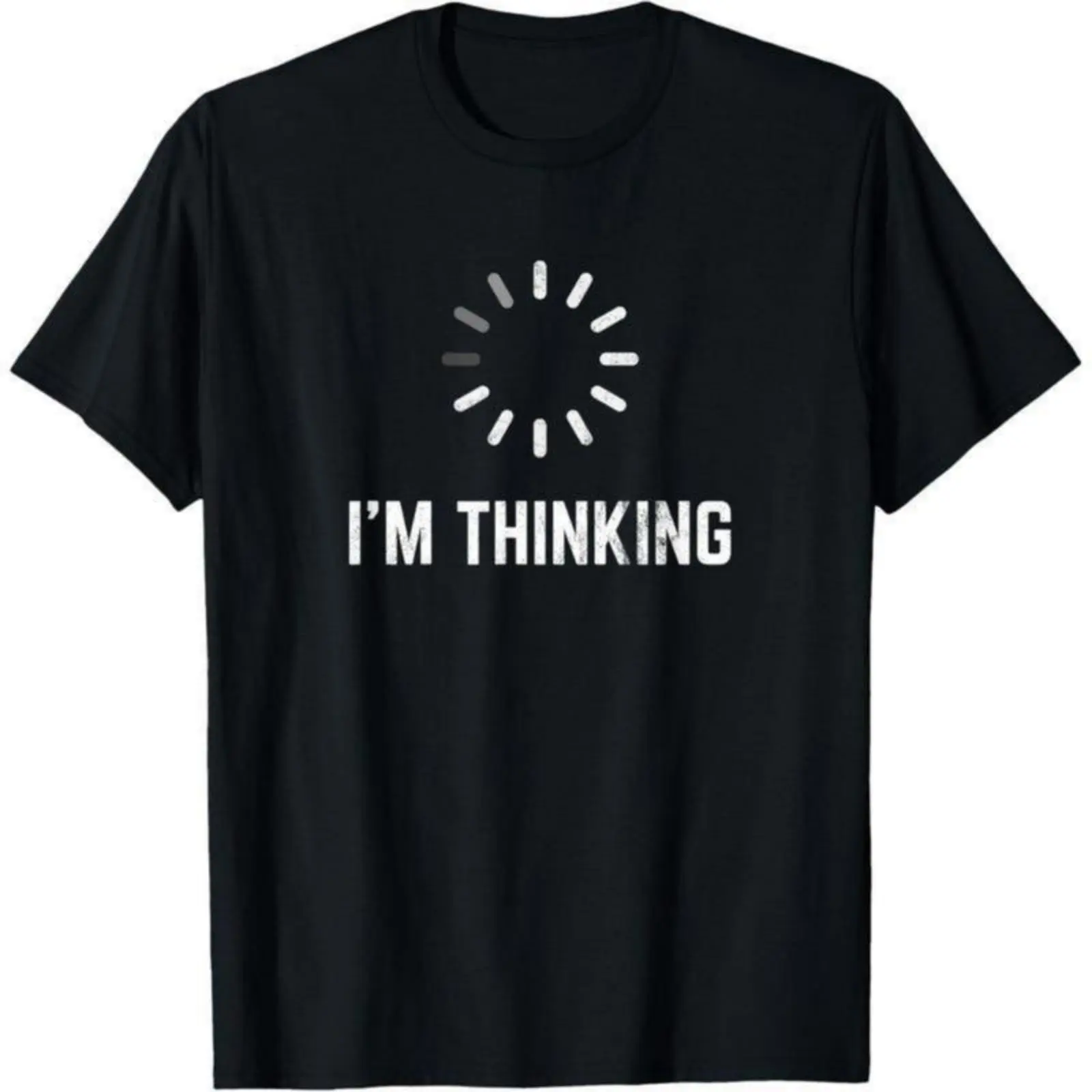 Men’s Funny Graphic “I’M THINKING” Loading Circle Short-Sleeve T-Shirt, Casual Minimalist Streetwear Top, Comfortable Daily Wear