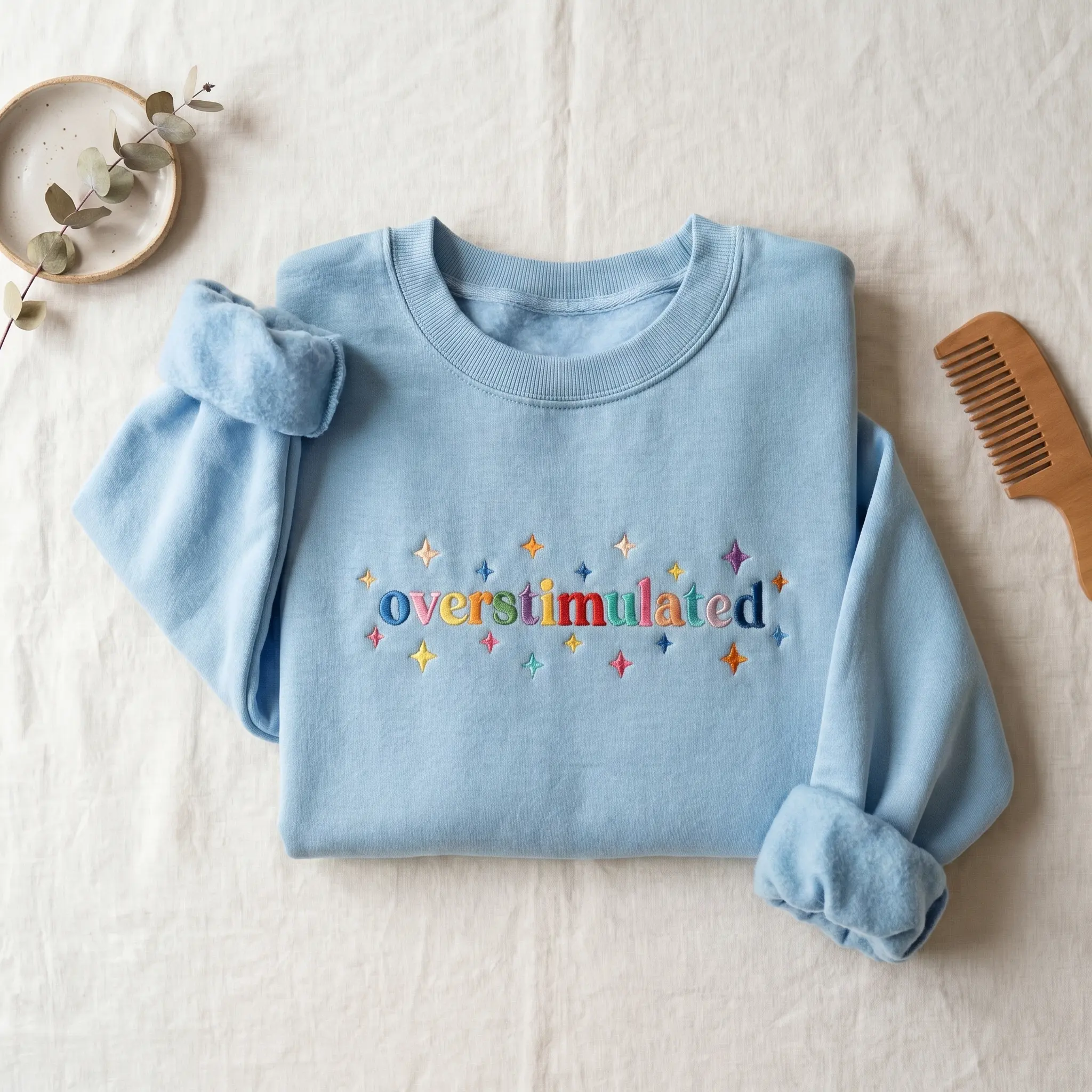 Embroidered Overstimulated Sweatshirt, Embroidered Anxiety Hoodie, Funny Sarcastic Mom Gift