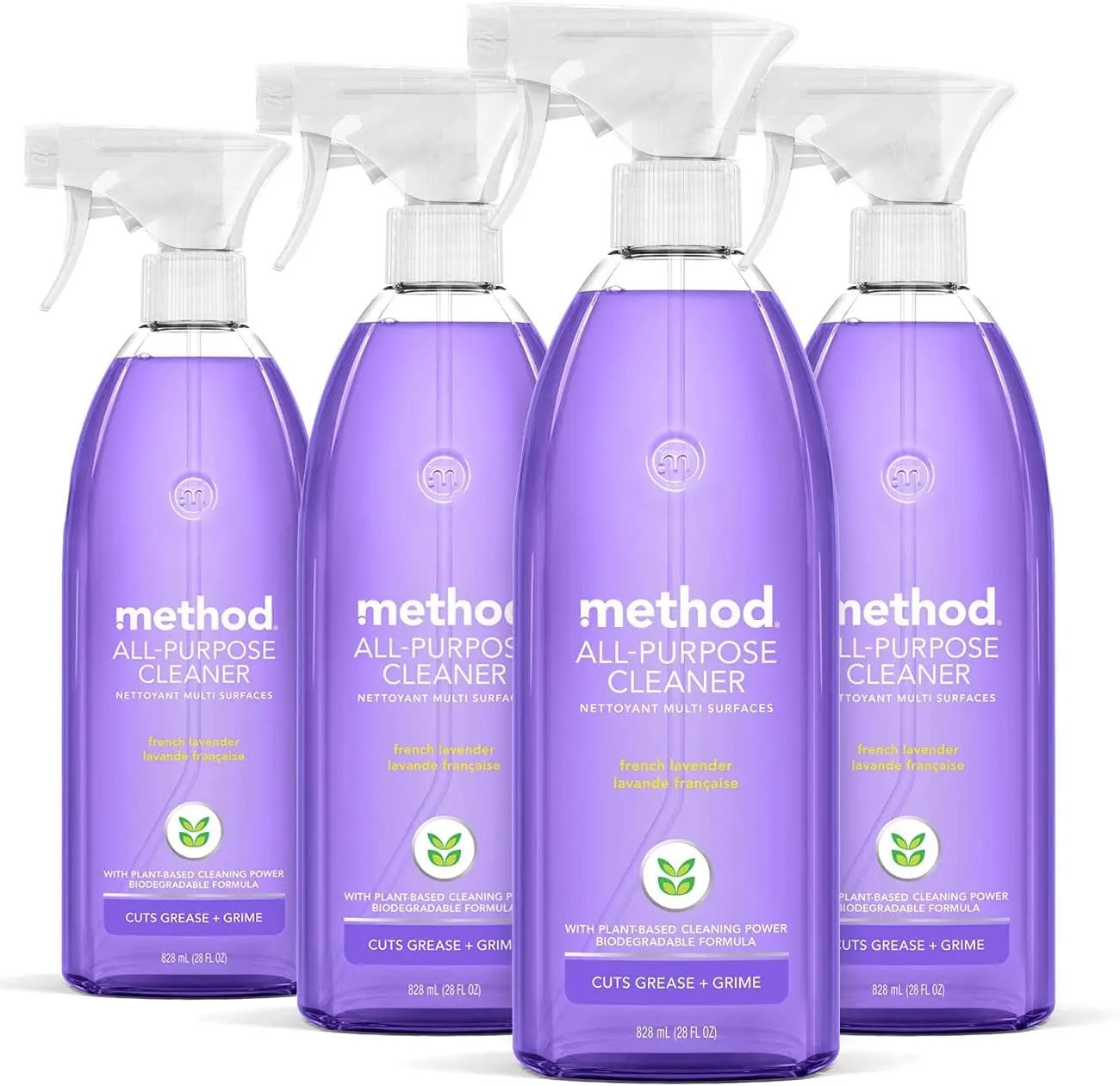 Pack of 4 All-Purpose Cleaner Spray French Lavender Plant-Based and Biodegradable Formula