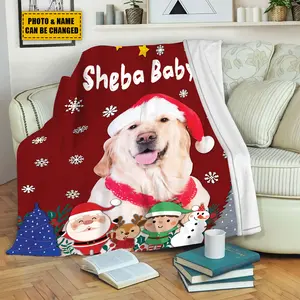 Petthouse | Christmas Dog Blanket Gift Custom Dog Blankets Pet Photo Painted Art Portrait Fleece Blanket