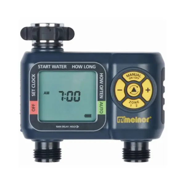 Green Thumb 2-Zone Digital Display Water Timer, Compact Outdoor Garden Watering & Irrigation Tool, Two Zones
