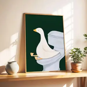 Green Goose Bathroom Poster – Funny Dopamine Wall Art for Toilet, Aesthetic Canvas Print for Dorm Room, College Apartment & Bedroom Decor