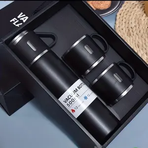 Stainless Steel Vacuum Insulated Coffee & Tea Thermo Bottle Travel Mug with Lid Keeps Hot Cold Drinkware Flasks Black Tumbler Bottled