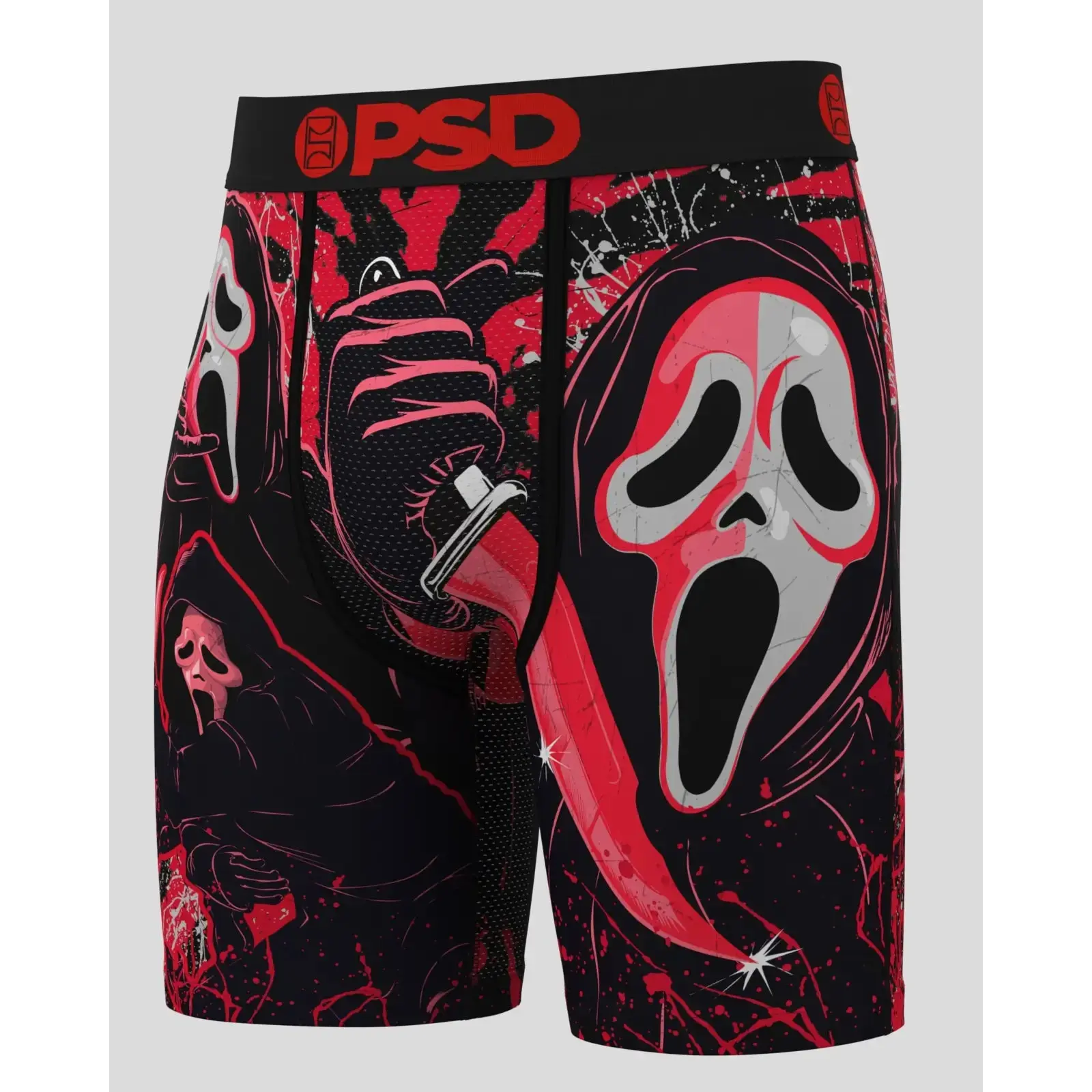 PSD Mens Ghostface Call Me Boxer Brief - Standard Length 7 Inch Inseam, Soft and Breathable Poly Blend Fabric Casual Underwear Activewear