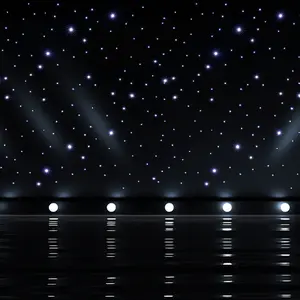 360 LED Foldable Stage Star Backdrop Curtain with Remote & DMX Control, Double-Layer Velvet Light Curtain for Stereo Vision Effect, Low Power 12W, for Wedding Party KTV Bar Photography Stage Decoration