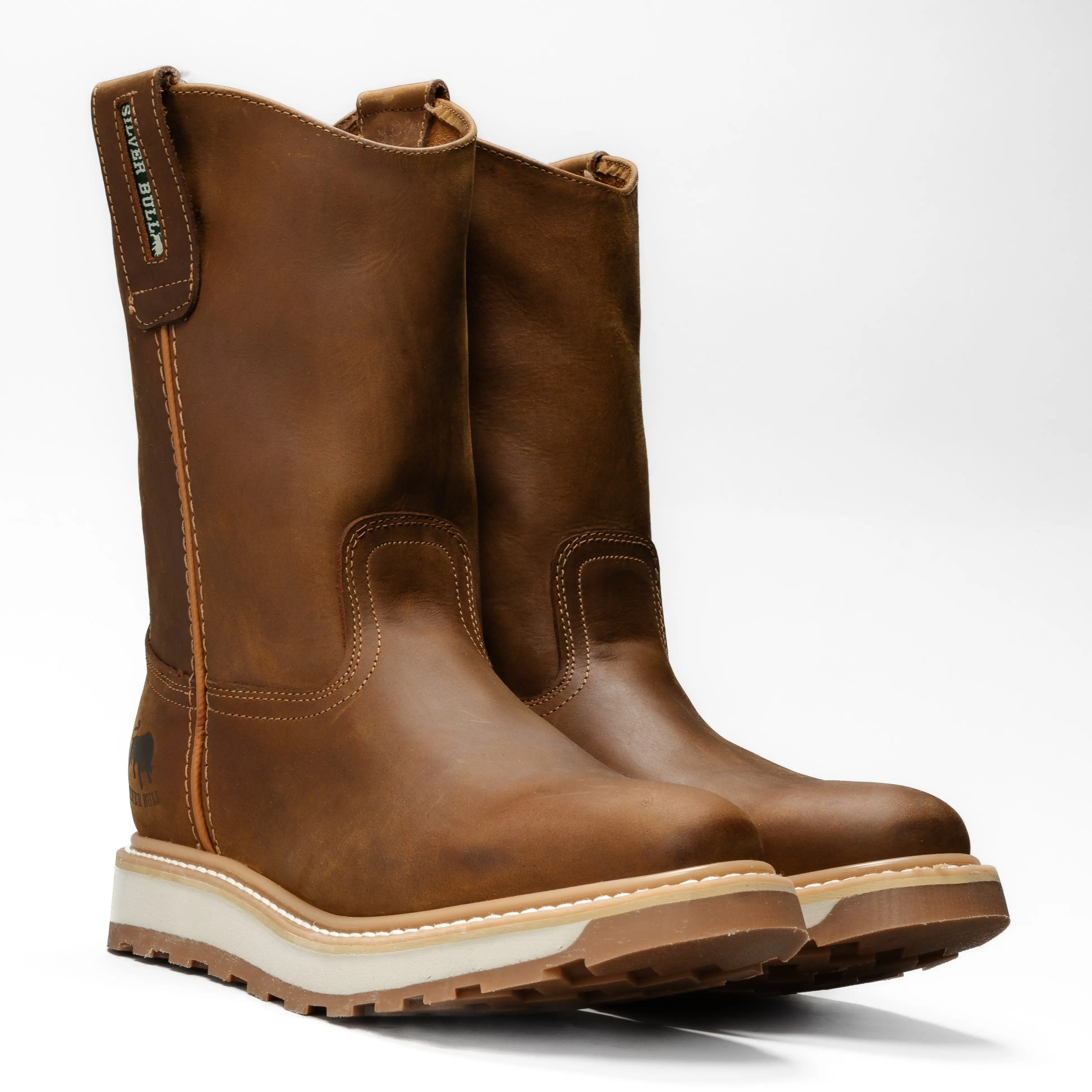 Silver Bull Leather Comfort Double Density Sole Work Boots -Round Toe Lightweight FlexTech Technology