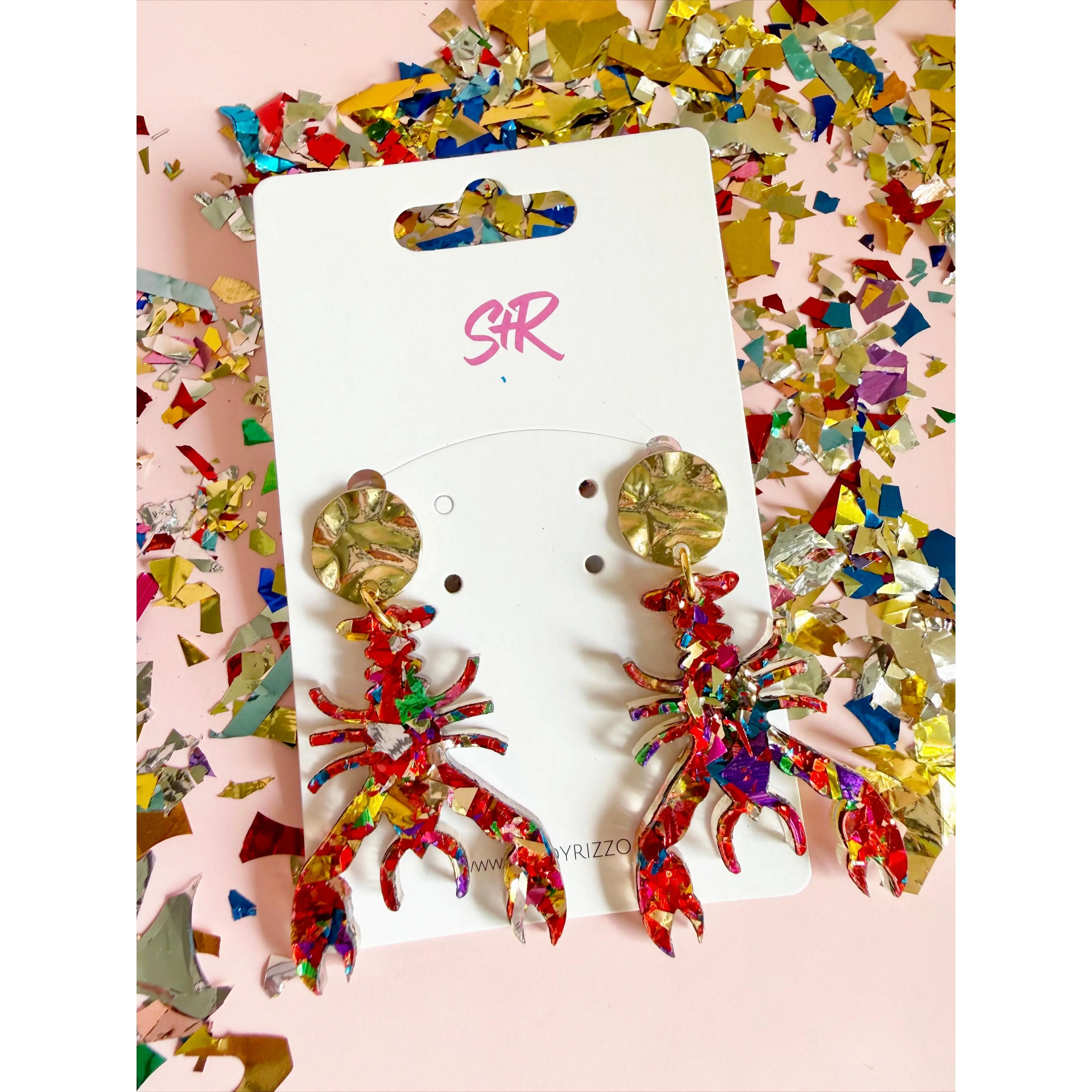 Red Confetti Crawfish Dangle