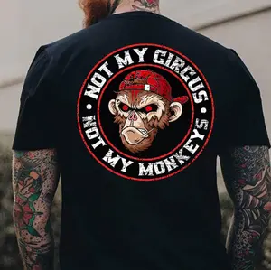 NOT MY CIRCUS NOT MY MONKEYS Black Print T-Shirt