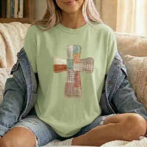 Comfort Colors® Faux Patchwork Cross Shirt
