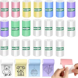 Mini Printer Thermal Sticker Paper, 10 Rolls Adhesive Thermal Paper & 10 Rolls Multicolor Sticker Paper, Suitable for Photos, To-do Lists, Notes, Sticky Label