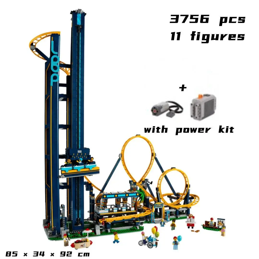 3756pcs Roller Coaster Building Blocks Set, with Numbered Parts Bags, Creative Amusement Park Ride Construction Model, Fairground Display Decoration for Family, Christmas and Birthday Gift