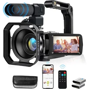4K Video Camera, Camcorder 48MP Ultra  WiFi Vlogging Camera for YouTube 18X Zoom 3.0"  Screen Digital Camera with Microphone, Stabilizer, Lens Hood, Remote, 2