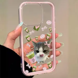Cute Cartoon Cat Design Aesthetic Phone Case, Shockproof Soft Shell Cover Compatible iPhone Models, Perfect Gift Choice for Cats Lovers
