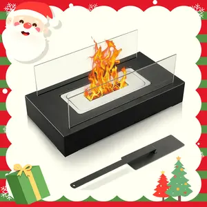 Desktop Flame, Tabletop Rectangular Fire Pit, Double Layered Glass Windproof Cover, Cotton Candy Grill, Home Decoration, Gifts for Parties & Weddings