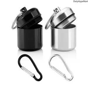 2-Pack Portable Waterproof Pill Organizer with Keychain, Carabiner, Travel Medicine Storage Case for Supplements, Vitamins, Supplement Organizer, Vitamin Organizer