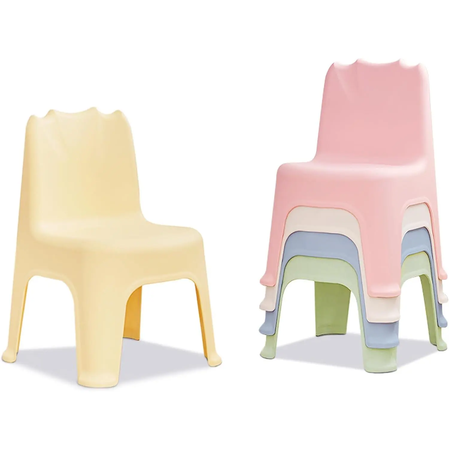 wanan 5 Pack Stackable School Chairs with 11" Seat Height and Carrying Handle, Colorful Plastic Student Stack Chair for Toddlers, Kids Flexible Seating for School, Daycares, Classroom Furniture