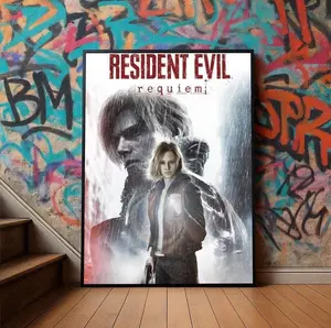 Resident Evil Requiem Poster, Survival Horror Game Wall Art, Retro Zombie Game Print