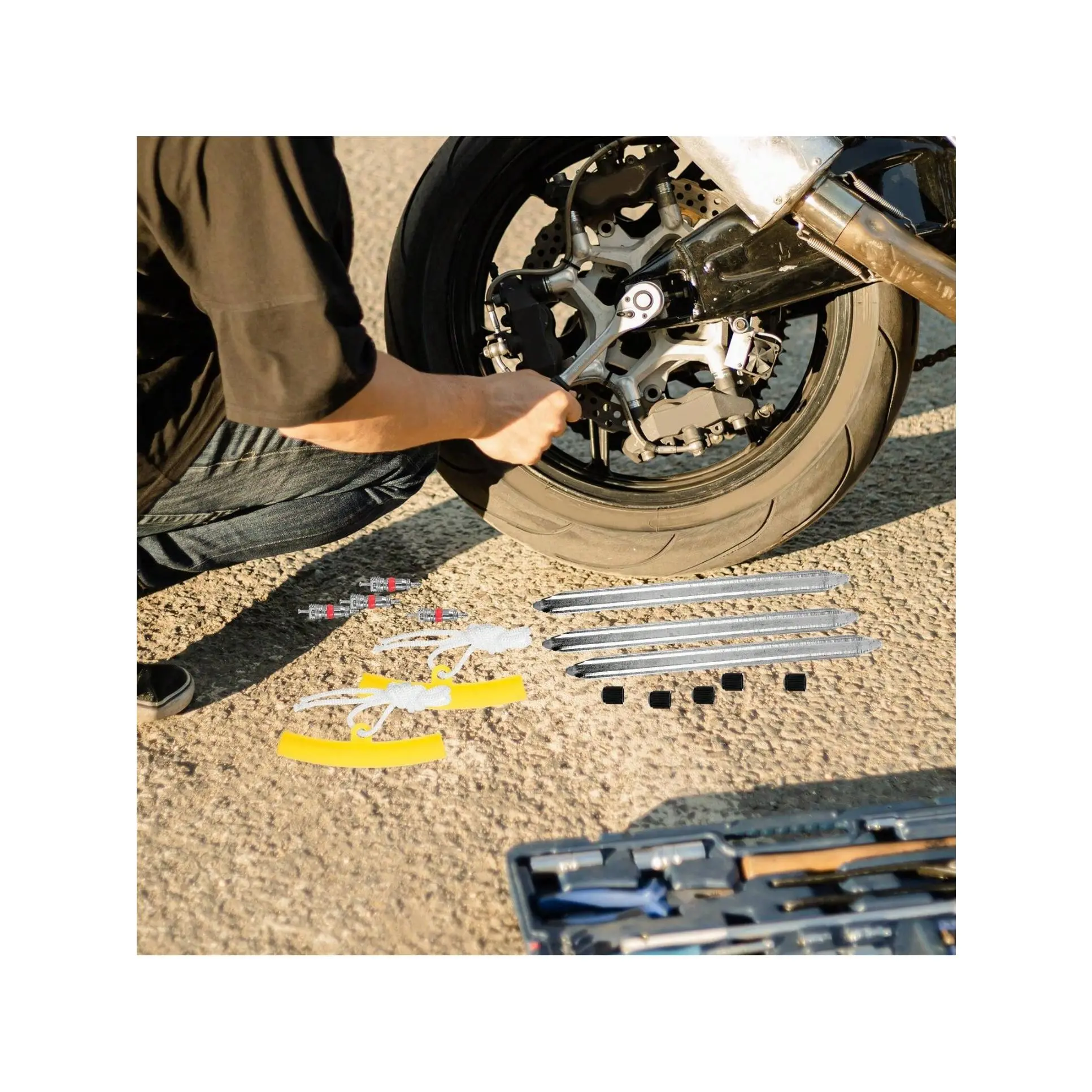 12 Pcs Stainless Tire Spoon Lever Tool Motorbike Tire Accessories Change Kit