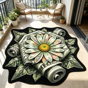 Vintage Retro Rug, Dollar Rose Daisy Pattern, Hand Wash Only, Indoor Decor, Living Room Bedroom Study Mat, Unique Home Decoration